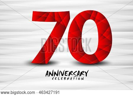 70 Year Anniversary Celebration Logo Red Polygon Vector, 70 Number Design, 70th Birthday Logo, Logot