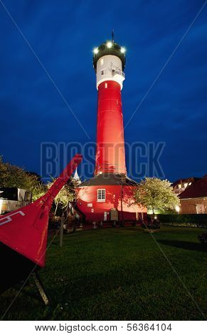 Old Lighthouse by night, Wangerooge, Germany