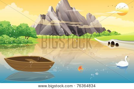 Boat On The Lake, Illustration