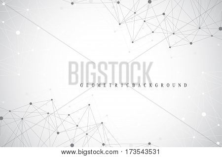 Geometric graphic background molecule and communication. Big data complex with compounds. Lines plexus, minimal array. Digital data visualization. Scientific cybernetic vector illustration