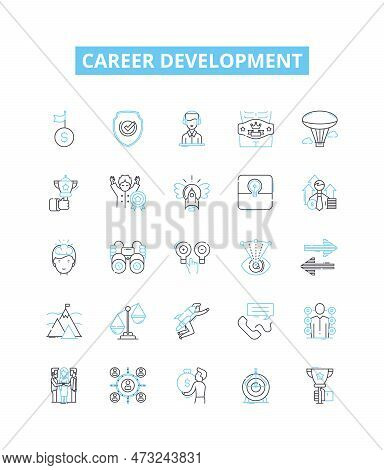 Career Development Vector Line Icons Set. Career, Development, Advancing, Training, Progression, Pro