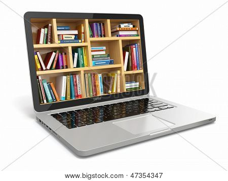 E-learning education ou internet bibliothèque. Image conceptuelle