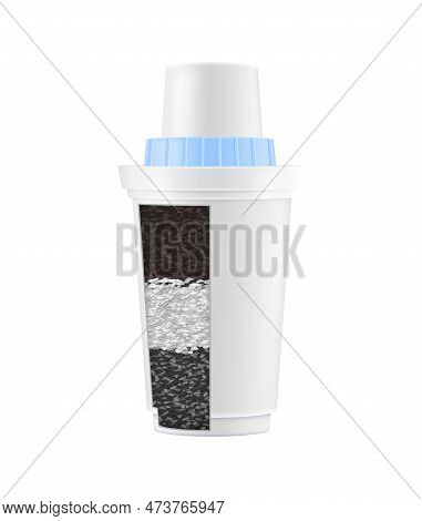 Carbon Water Filter On White Background Realistic Vector Illustration