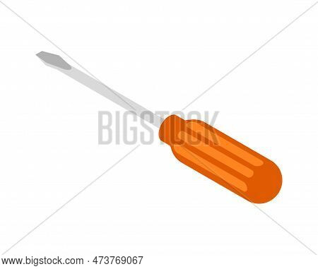 Screwdriver With Orange Handle Isometric Icon Vector Illustration