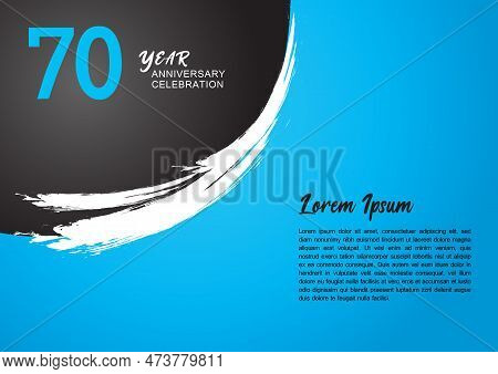 70 Year Anniversary Celebration Logotype On Blue Background For Poster, Banner, Leaflet, Flyer, Broc