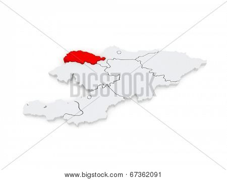 Map of Talas. Kyrgyzstan. 3d