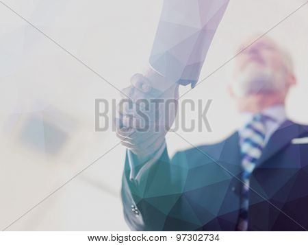 Double exposure design. Business partners, partnership concept with two businessman handshake