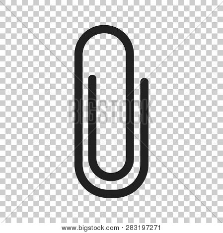 Paper Clip Attachment Vector Icon. Paperclip Illustration On Isolated Transparent Background. Attach