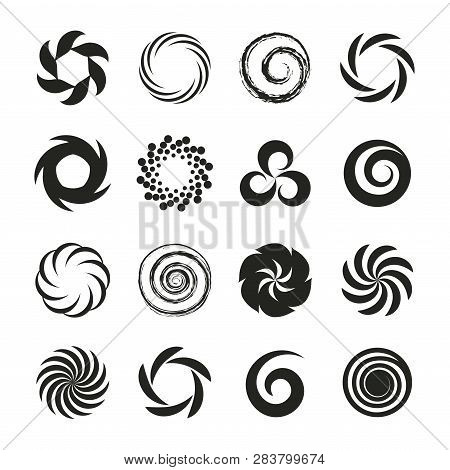 Set Of Spiral Swirl Icons, Twirl Spiral Circle, Swirling Circles, Twist Curve Spiral. Abstract Spira