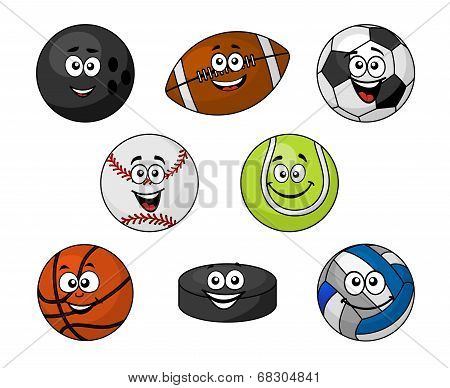 Set of cartoon sports equipment