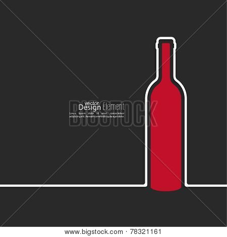 Ribbon in the form of wine bottle with shadow and space for text