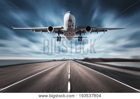 Airplane And Road With Motion Blur Effect