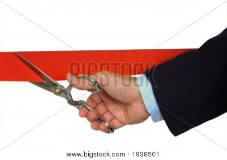 Hand Cutting Red Ribbon