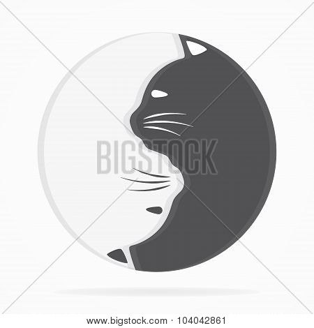 Yin yang cats logo of harmony and balance