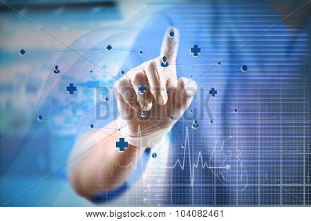 Medicine doctor working with modern computer interface.Modern medical technologies concept