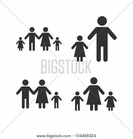 Family with two children sign. Parents and kids.