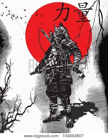 An Hand Drawn Vector From Japan Culture - Samurai, Shogun