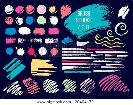 Set stroke spot blod. Brush, pen, marker, chalk. Vector distressed grunge modern textured brush stroke. Dry brush. Hand drawn vector.