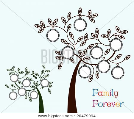 Family tree - two version - one with 6 frames , one with 8 frames