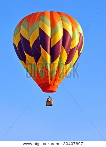 Colorful hot air balloon with diagonal stripes