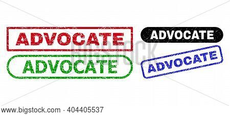 Advocate Grunge Watermarks. Flat Vector Distress Watermarks With Advocate Title Inside Different Rec