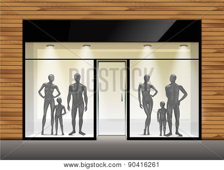 Clothing Shop Boutique Store Front with Mannequins