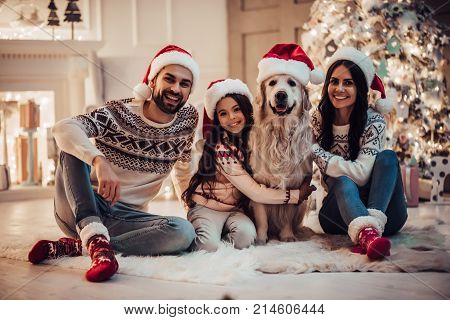 Family With Dog On New Year's Eve