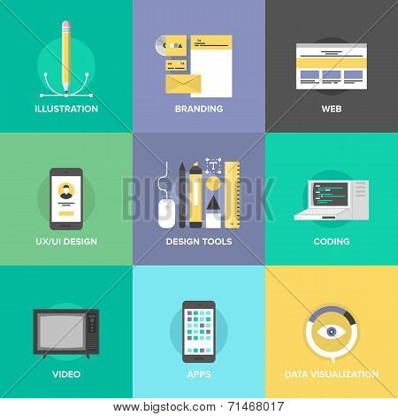 Web Design And Development Flat Icons