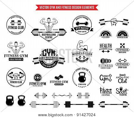 Sport and Fitness Gym Label Templates and Design Elements