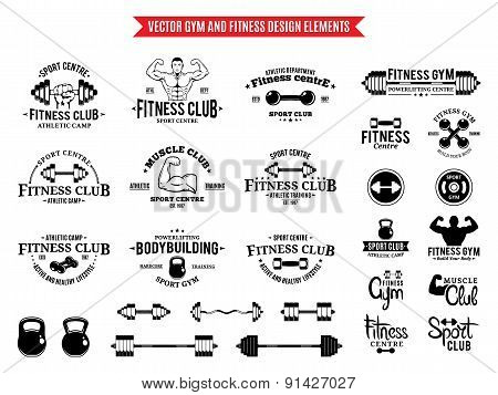 Sport and Fitness Gym Label Templates and Design Elements