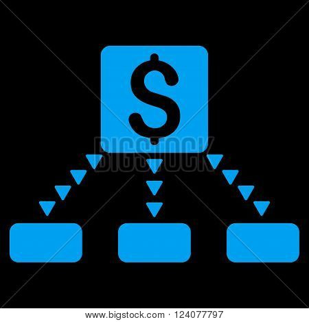 Cashout Scheme vector icon. Cashout Scheme icon symbol. Cashout Scheme icon image. Cashout Scheme icon picture. Cashout Scheme pictogram. Flat blue cashout scheme icon.