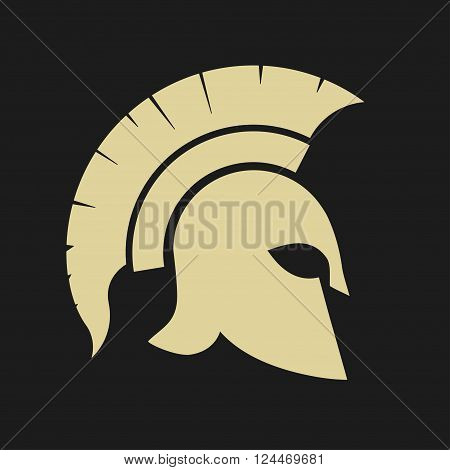 Gladiator icon, Trojan Helmet silhouette, Greek warrior - Spartan, legionnaire heroic soldier. vector