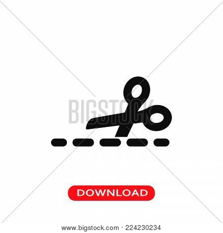 Cutting with a scissor icon vector in modern flat style for web, graphic and mobile design. Cutting with a scissor icon vector isolated on white background. Cutting with a scissor icon vector illustration, editable stroke and EPS10. Cutting with a scissor