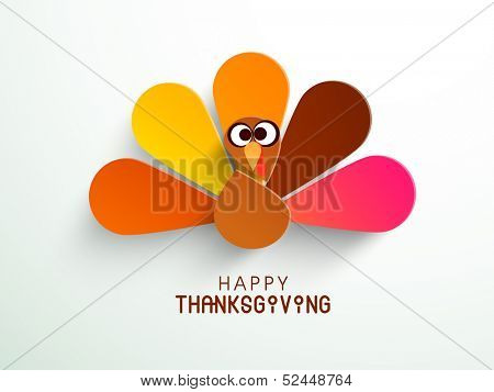 Beautiful, colorful cartoon of turkey bird for Happy Thanksgiving celebration, can be use as flyer, poster or banner. 