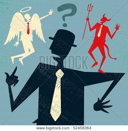 Abstract Businessman has a Moral Dilemma.