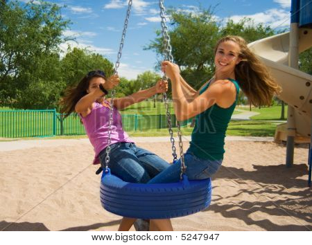 Teenage Girls On A Playground