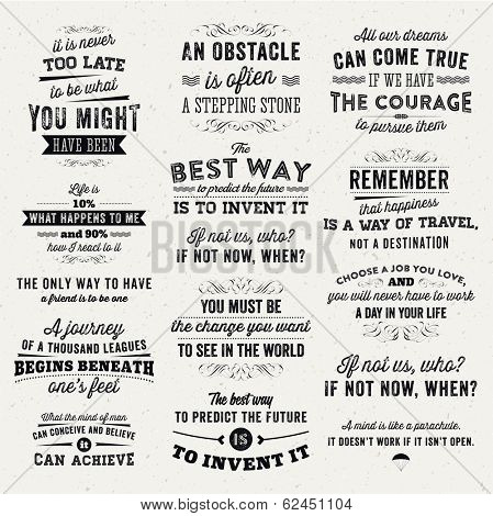 Set of Quotes Typographical Posters, Vector Design. Motivational Quotes for Inspirational Art.