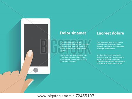 Hand holding smartphone with blank screen