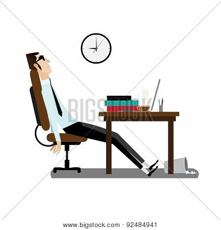 Tired office man sitting at desk