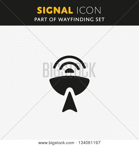 Radio antenna sending signal icon on white background. Wireless technology sign. Vector illustration symbol.