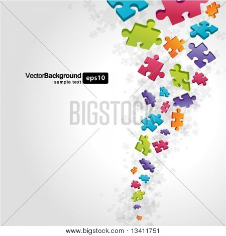 3d colorful puzzle piece vector background