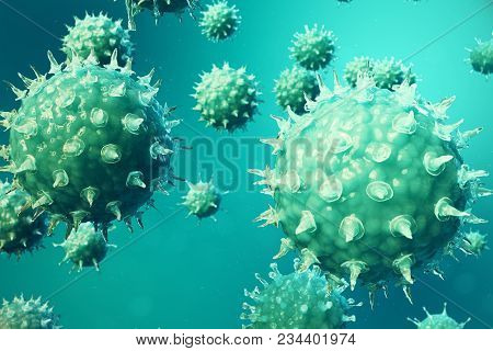 3d Illustration Pathogenic Viruses Causing Infection In Host Organism. Viral Disease Epidemic. Virus