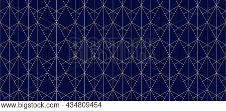 Golden Lines Pattern. Vector Geometric Seamless Texture With Subtle Grid, Thin Lines, Triangles, Dia