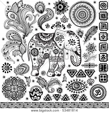 Tribal vintage ethnic pattern set