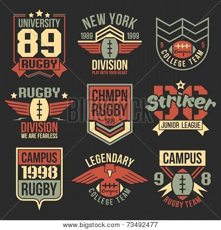 College Rugby Team Emblems