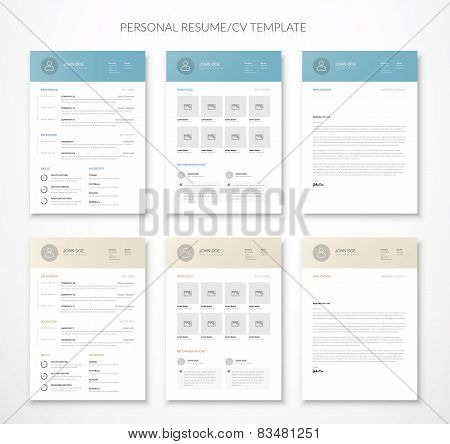 Personal business curriculum vitae and resume vector two colors