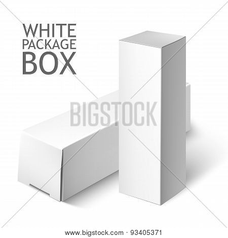 Set Of White Package Box. Mockup Template