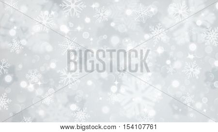 Christmas Background Of Fuzzy And Focused Snowflakes