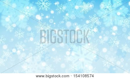 Christmas Background Of Fuzzy And Focused Snowflakes