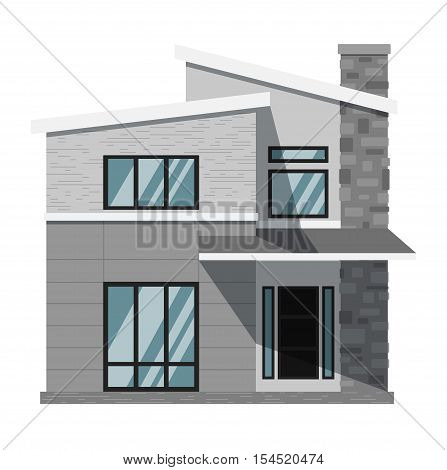 House isolated on white background. Vector house or family home isolated. House exterior, house facade vector. Flat residential house and detailed house exterior. House icon. House illustration. Home icon. Real estate house. House or home logo. Cottage.